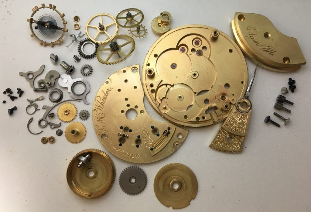 Waltham pocket watch in disassembled